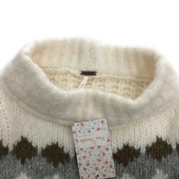 Free People Alpine Crop Mock Neck Sweater Ivory Chunky Oversize Knit NEW $148 - Picture 5 of 5